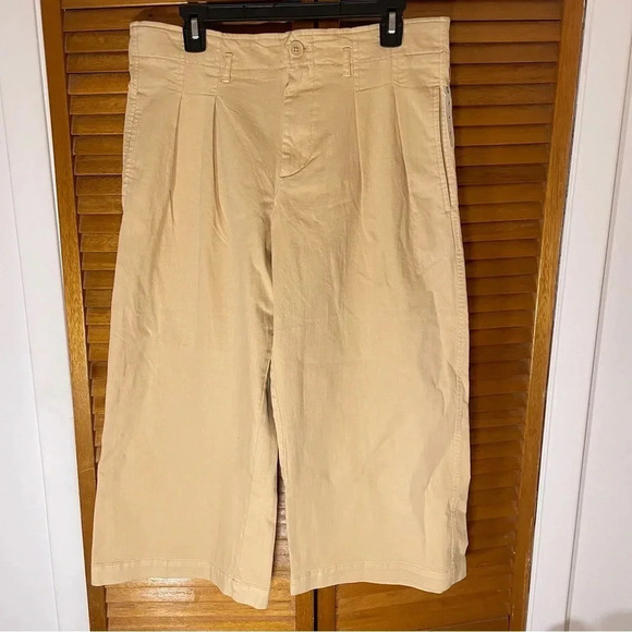 Maeve Pants - Maeve By Anthropologie Wide Leg Patch Pocket Tan Trouser Pants Women’s Size 12P